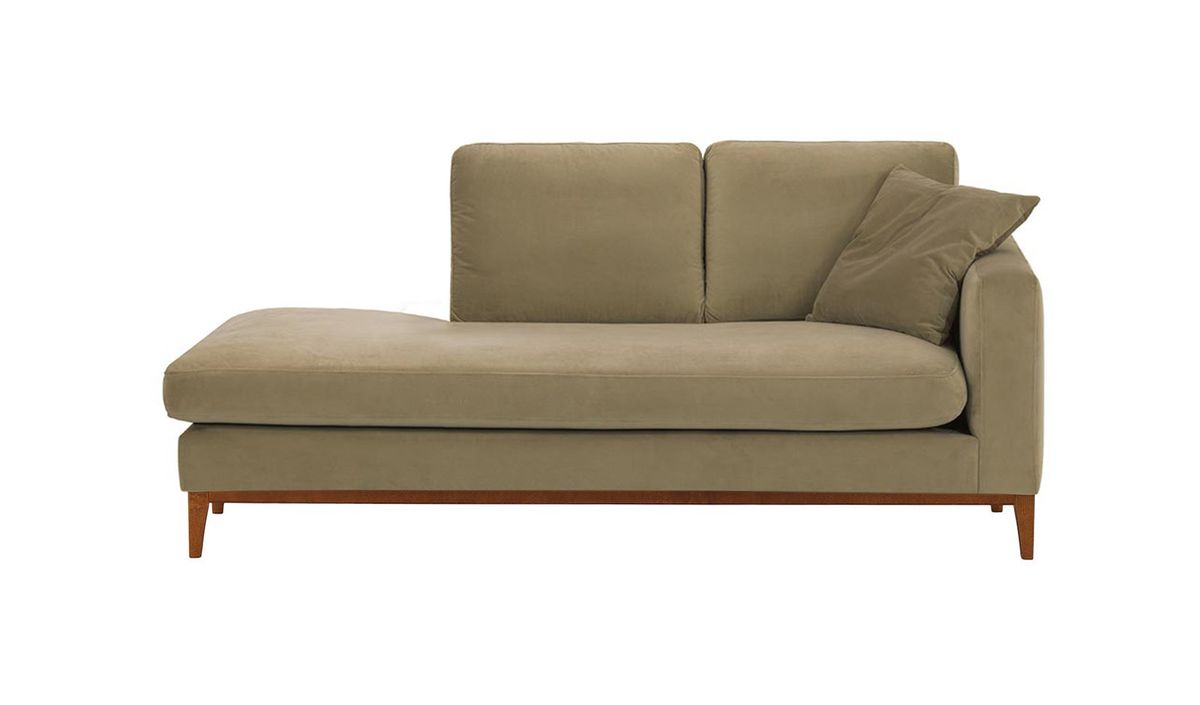 Chaise longue/divan droit Covex Wood, beige - Velluto 3, Couleur des pieds: aveo