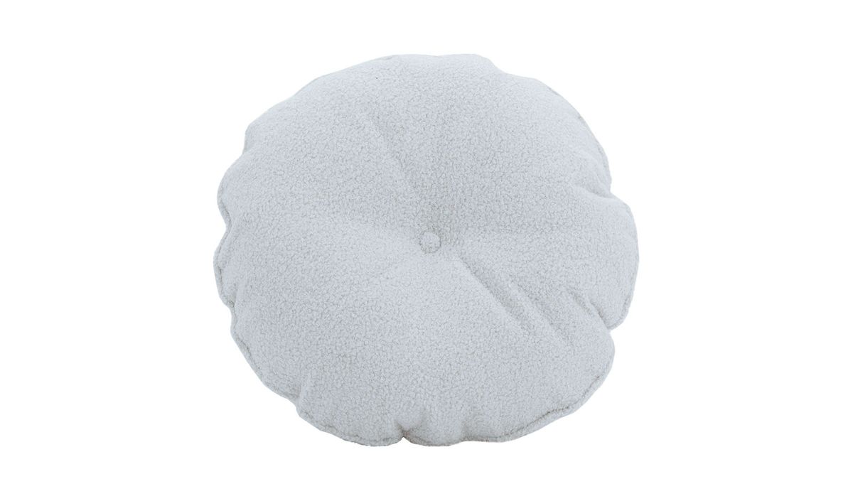 Coussin rond avec bouton Boucle, Teddy dove - gris clair