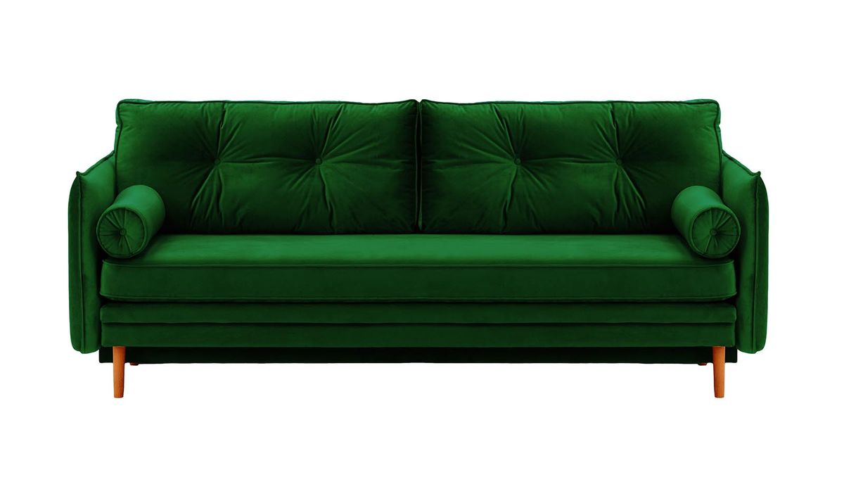 Canapé Darnet avec fonction couchage avec coffre de rangement, vert foncé - Velluto 10, Couleur des pieds: aveo