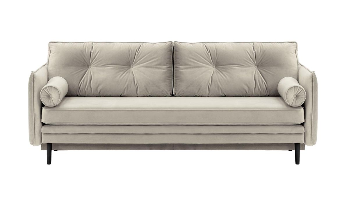 Canapé Darnet avec fonction couchage avec coffre de rangement, gris clair - Velluto 15, Couleur des pieds: Noir