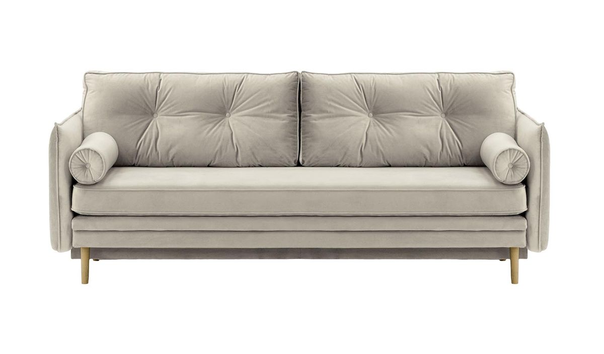 Canapé Darnet avec fonction couchage avec coffre de rangement, gris clair - Velluto 15, Couleur des pieds: Noir wax