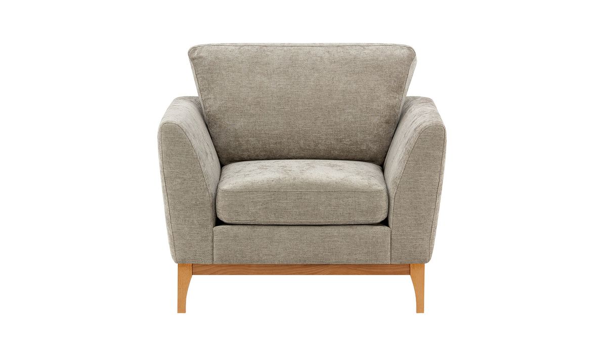 Fauteuil Malone, Gemma 11 - Beige, Couleur des pieds: Chêne clair