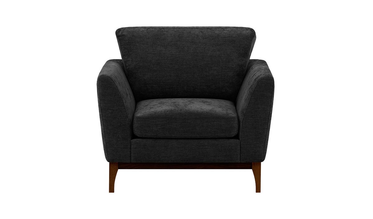 Fauteuil Malone, Gemma 97 - Noir, Couleur des pieds: Chêne foncé