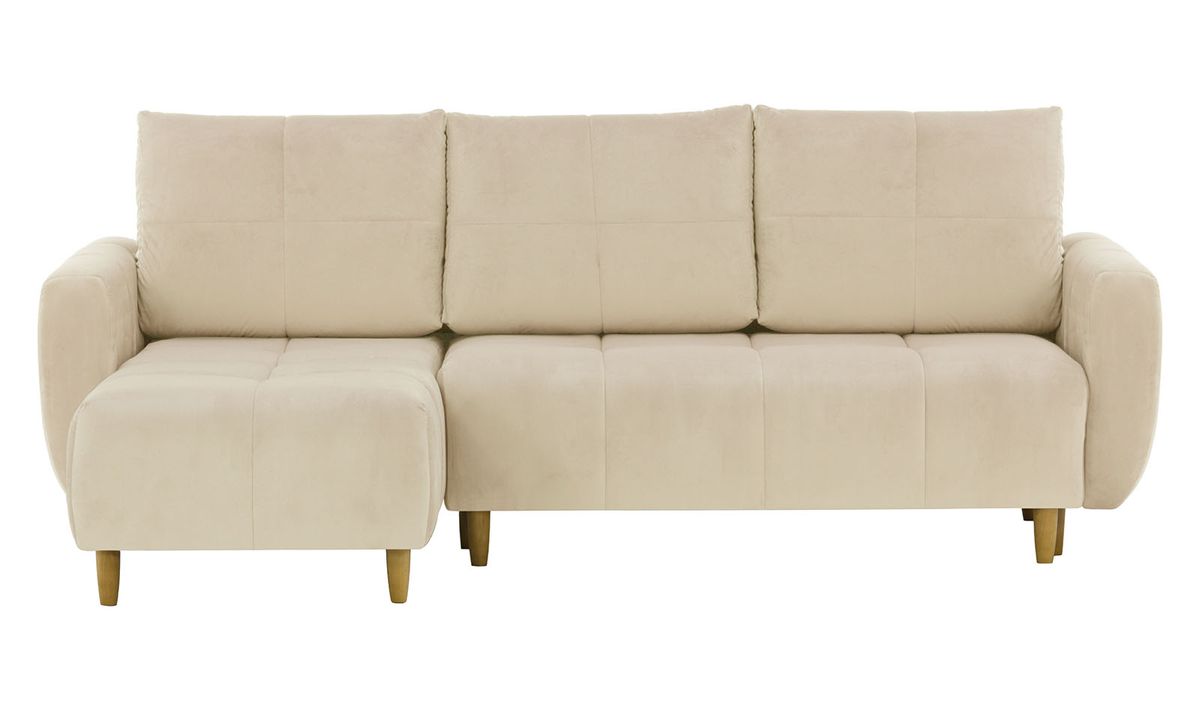 Canapé d’angle polyvalent avec fonction lit et coffre de rangement Globe, beige clair - Velluto 2