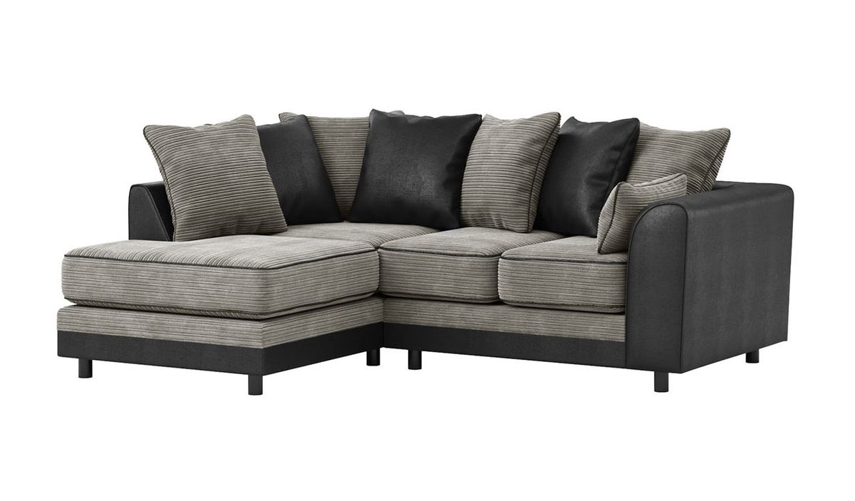 Canapé d’angle gauche Dillon, Jumbo grey/Snake black