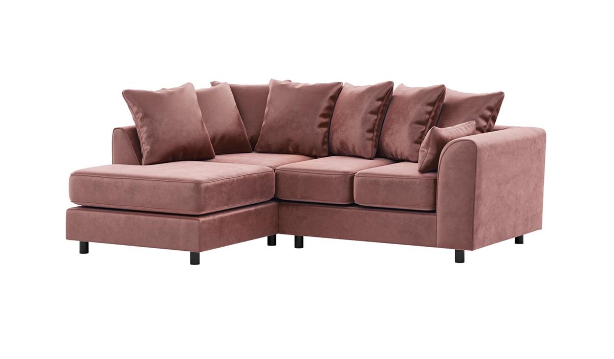 Canapé d’angle gauche Dillon Velvet, rose delavé - Kronos 29