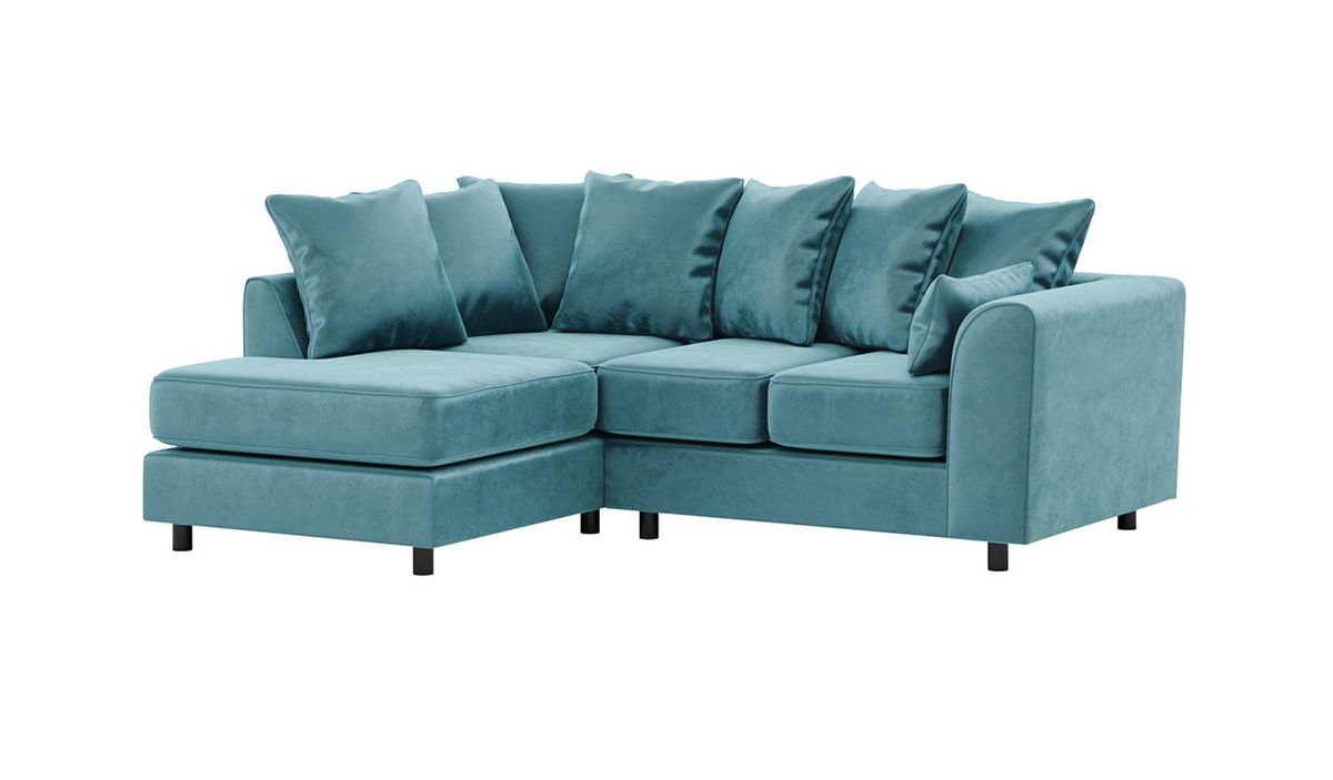 Canapé d’angle gauche Dillon Velvet, bleu ciel - Kronos 31