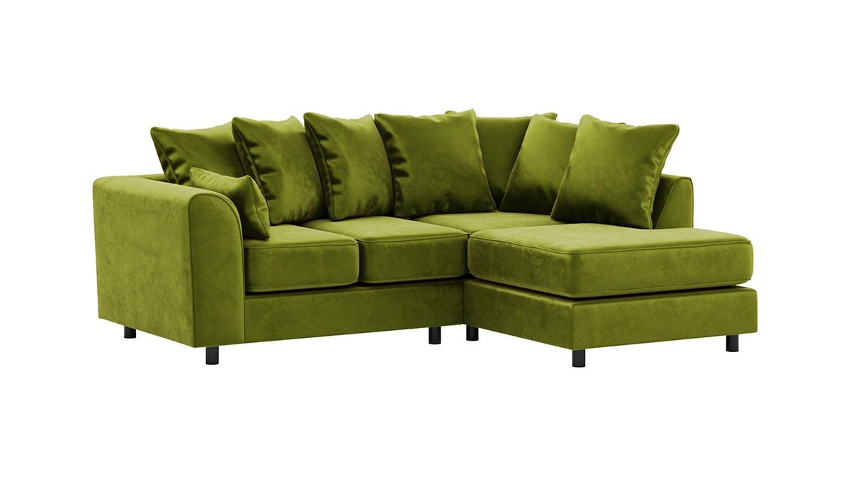 Canapé d’angle droit Dillon Velvet, olive - Kronos 17