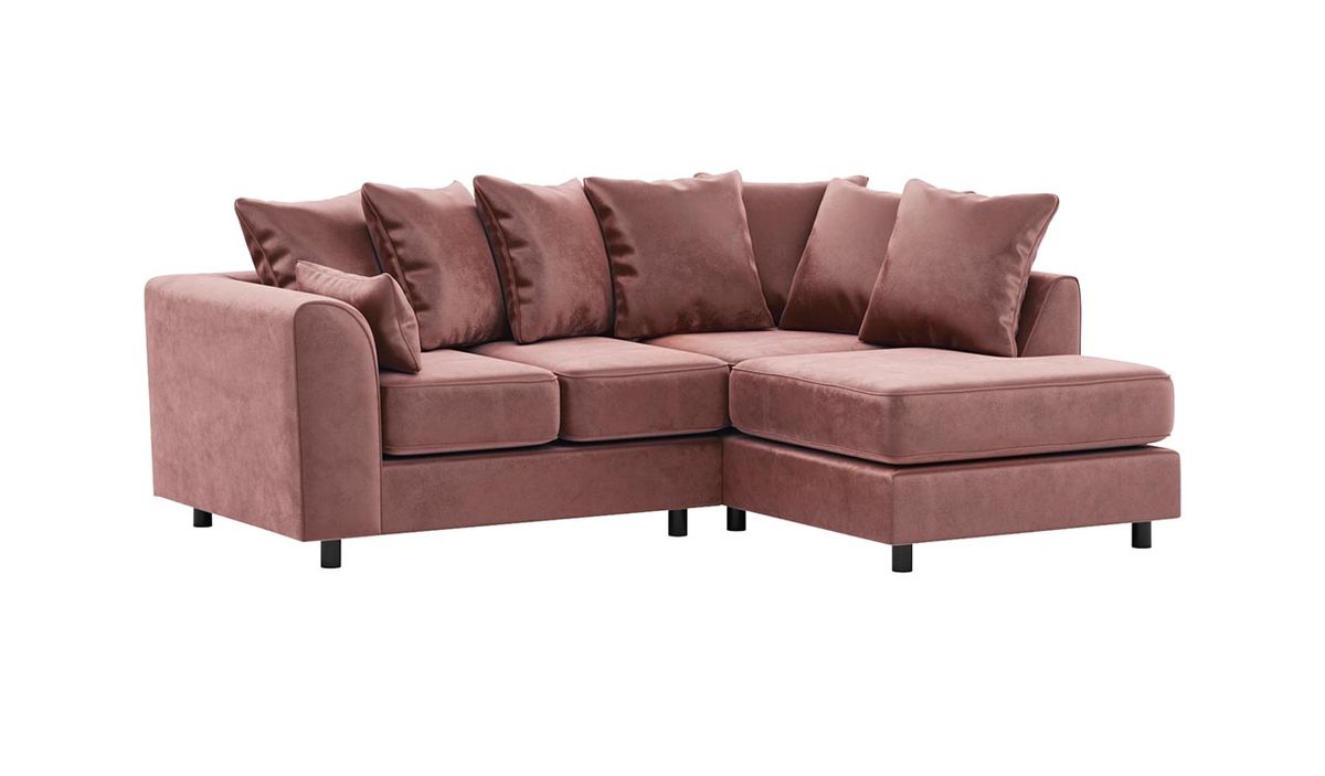 Canapé d’angle droit Dillon Velvet, rose delavé - Kronos 29