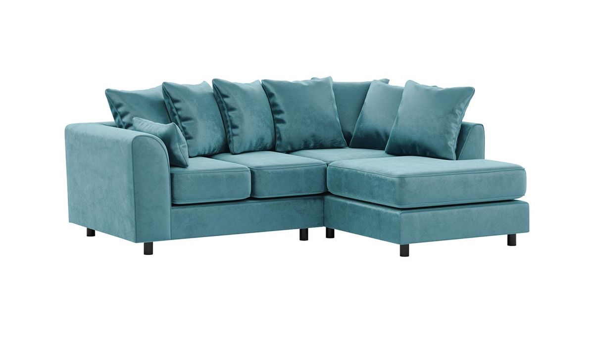 Canapé d’angle droit Dillon Velvet, bleu ciel - Kronos 31