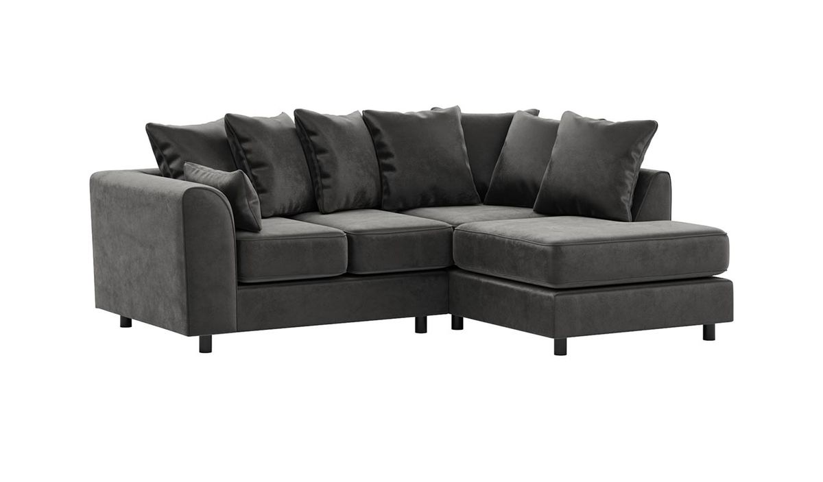 Canapé d’angle droit Dillon Velvet, gris foncé - Kronos 34