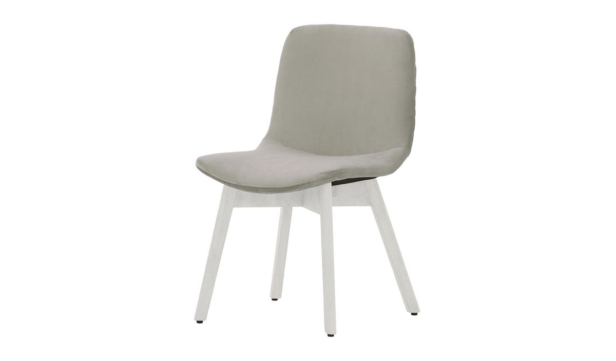 Chaise Felton buk, gris clair - Velluto 15, Couleur des pieds: Blanc