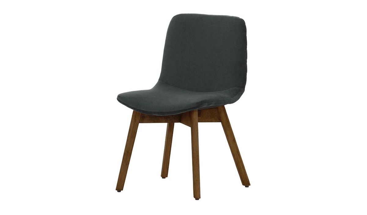Chaise Felton buk, graphite - Velluto 19, Couleur des pieds: Chêne foncé