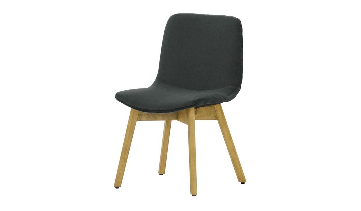 Chaise Felton buk, graphite - Velluto 19, Couleur des pieds: Chêne clair