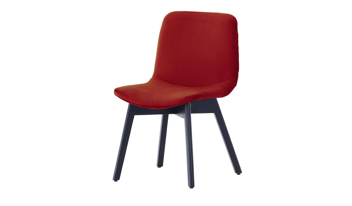 Chaise Felton buk, rouge - Velluto 7, Couleur des pieds: Noir