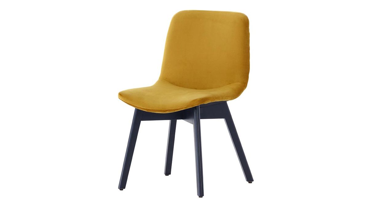 Chaise Felton buk, moutarde - Velluto 8, Couleur des pieds: Noir