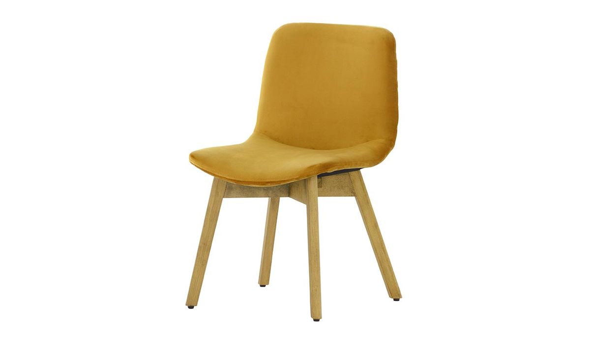 Chaise Felton buk, moutarde - Velluto 8, Couleur des pieds: Chêne clair