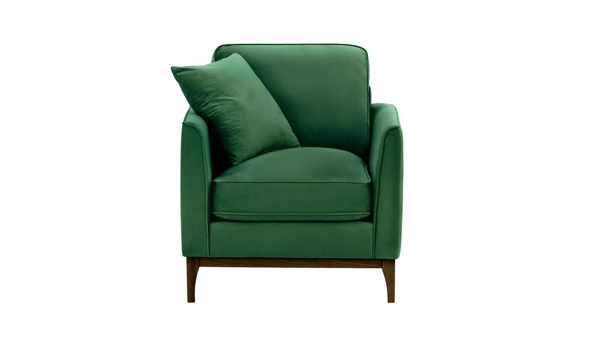 Fauteuil Linara, vert foncé - Velluto 10, Couleur des pieds: Chêne foncé