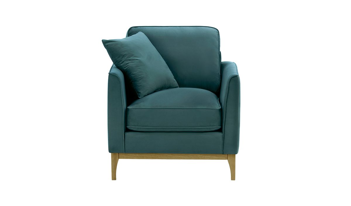 Fauteuil Linara, bleu - Velluto 12, Couleur des pieds: Noir wax
