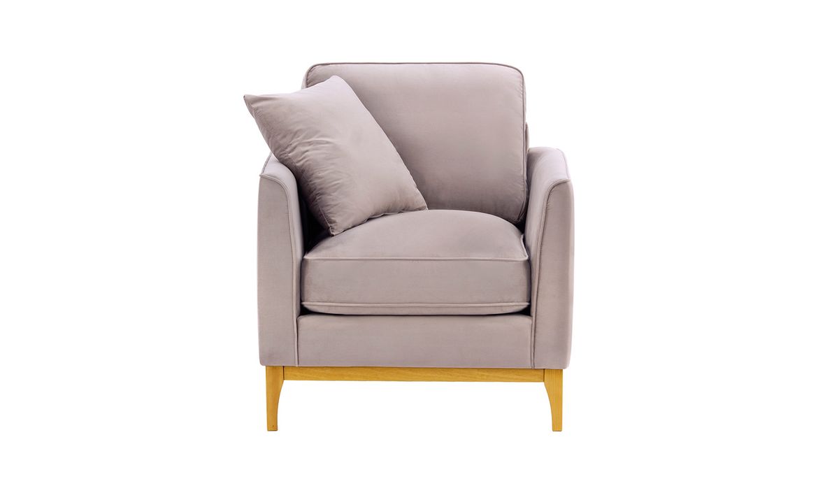Fauteuil Linara, lila/rose - Velluto 14, Couleur des pieds: Chêne clair