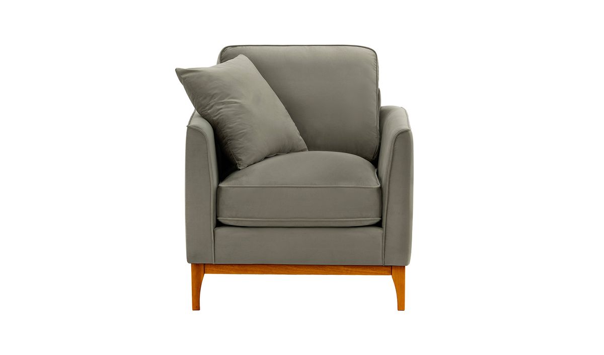 Fauteuil Linara, gris éléphant - Velluto 17, Couleur des pieds: aveo
