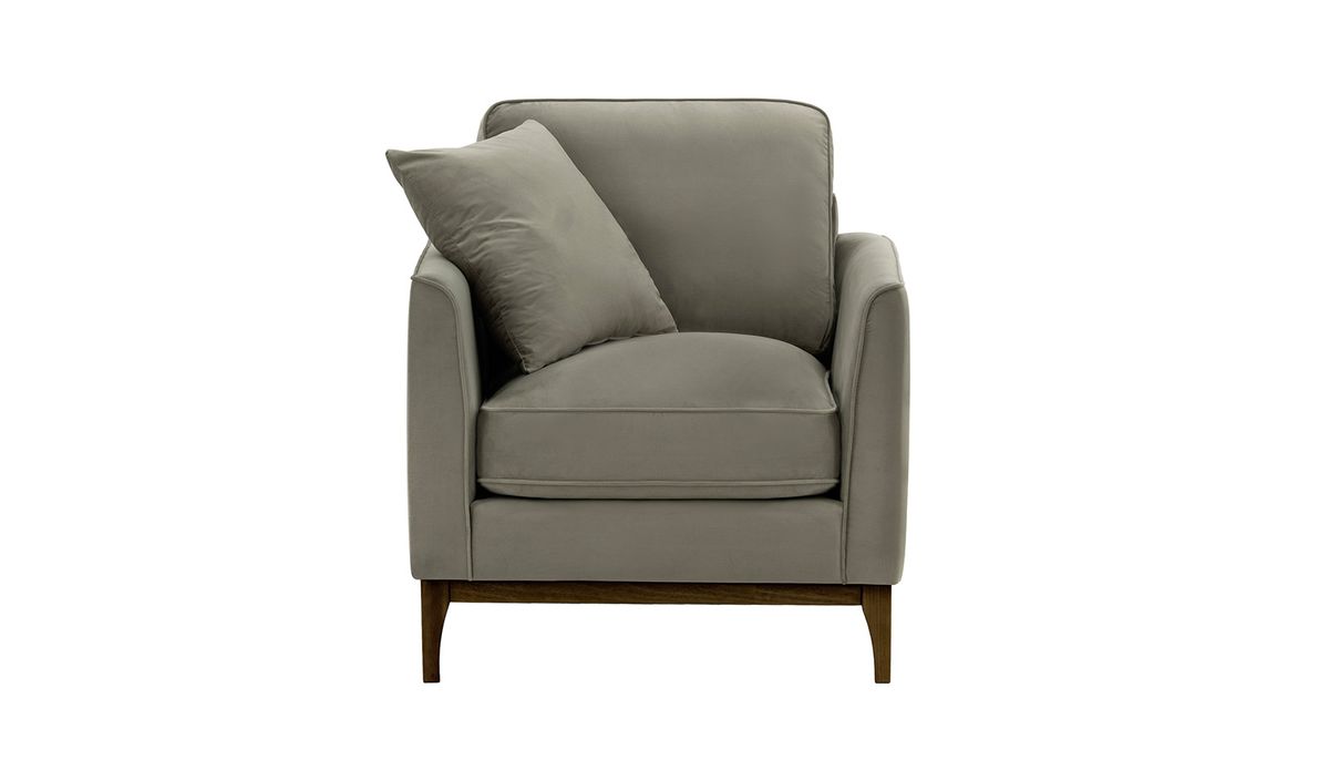 Fauteuil Linara, gris éléphant - Velluto 17, Couleur des pieds: Chêne foncé