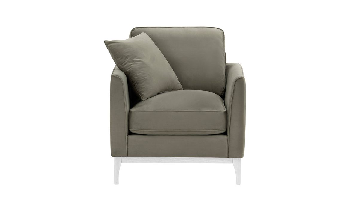 Fauteuil Linara, gris éléphant - Velluto 17, Couleur des pieds: Blanc