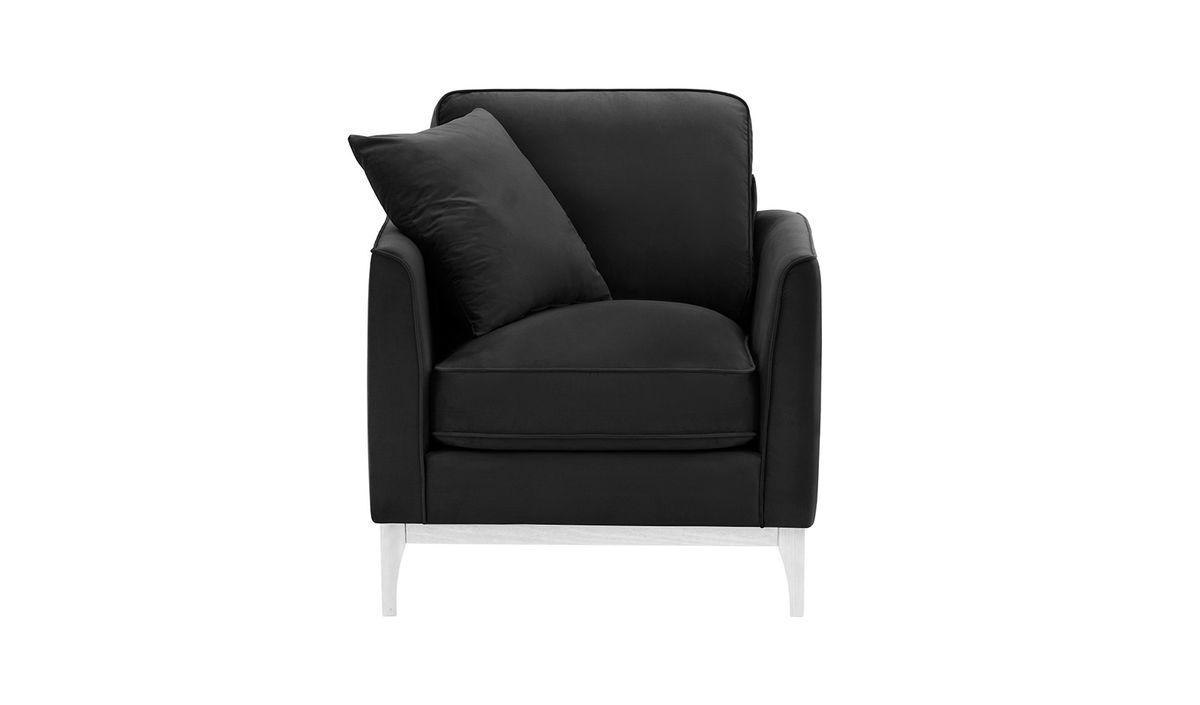 Fauteuil Linara, noir - Velluto 20, Couleur des pieds: Blanc