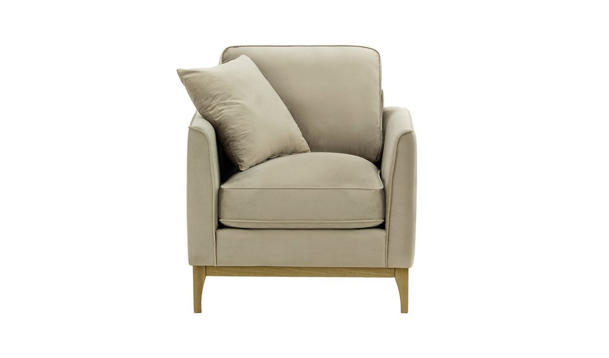 Fauteuil Linara, beige - Velluto 3, Couleur des pieds: Noir wax