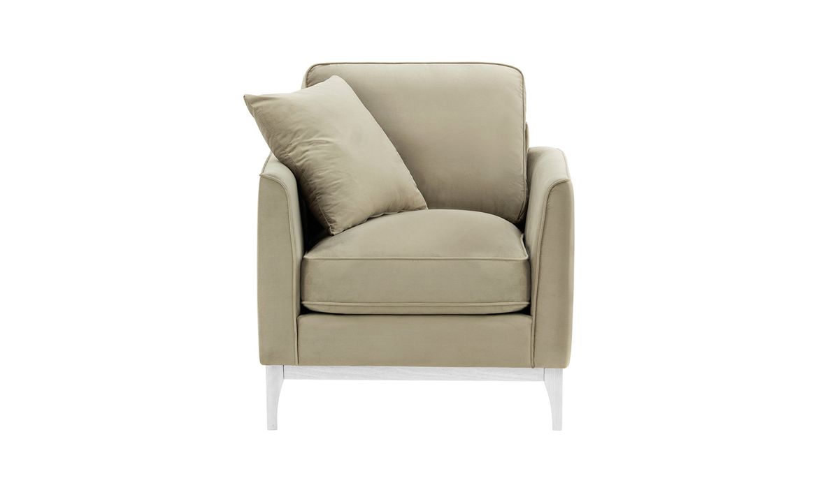 Fauteuil Linara, beige - Velluto 3, Couleur des pieds: Blanc