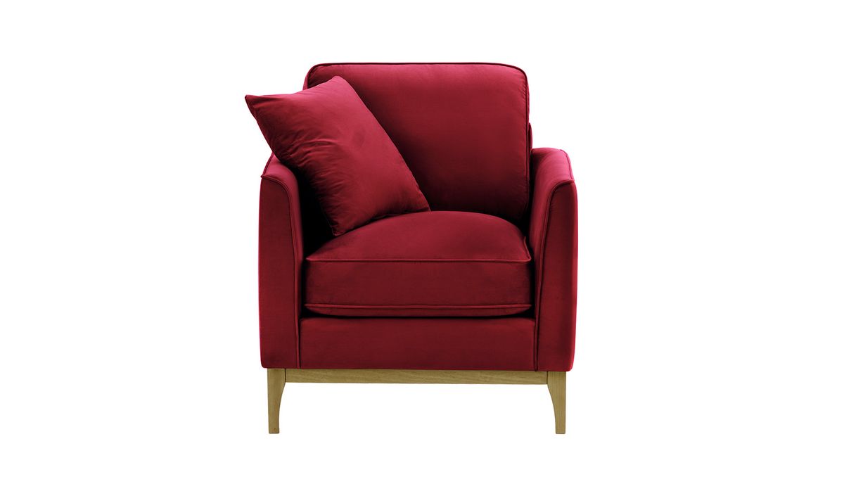 Fauteuil Linara, rouge - Velluto 7, Couleur des pieds: Noir wax