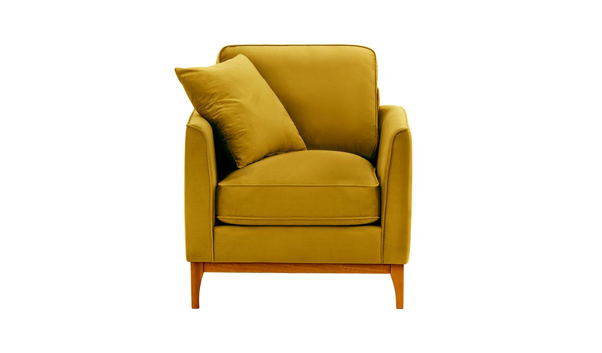 Fauteuil Linara, moutarde - Velluto 8, Couleur des pieds: aveo