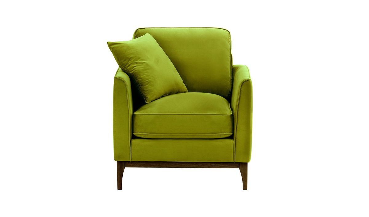 Fauteuil Linara, olive - Velluto 9, Couleur des pieds: Chêne foncé
