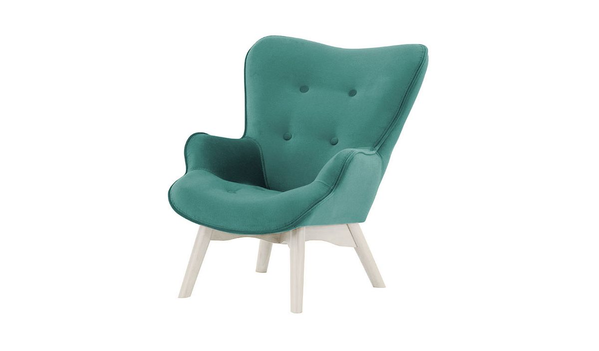 Fauteuil à oreilles pour enfants Ducan Mini Velvet, bleu ciel - Kronos 12, Couleur des pieds: Blanc
