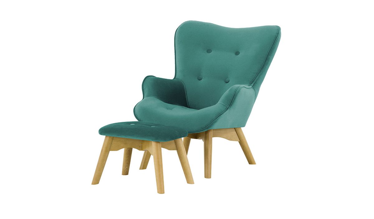 Fauteuil à oreilles pour enfants avec repose-pied Ducan Mini Velvet — vue 5