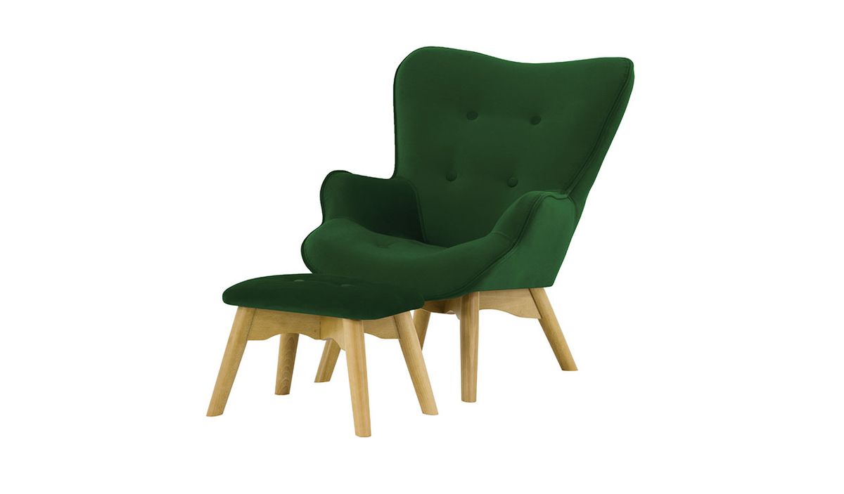 Fauteuil à oreilles pour enfants avec repose-pied Ducan Mini Velvet