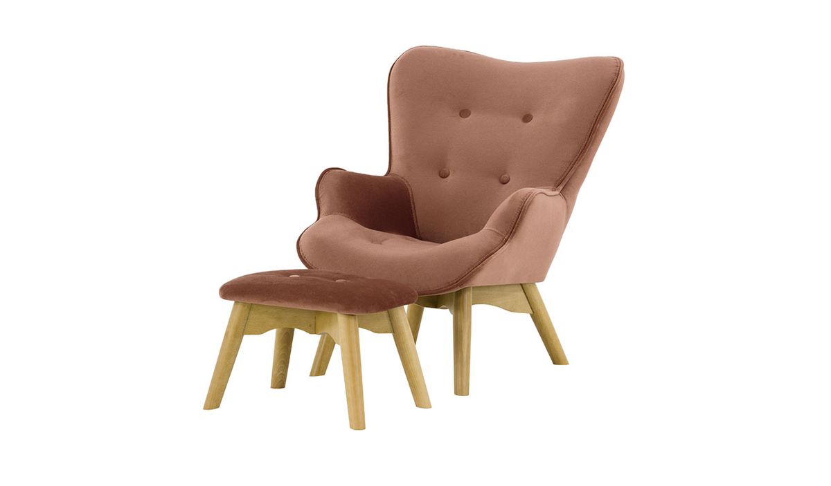 Fauteuil à oreilles pour enfants avec repose-pied Ducan Mini Velvet
