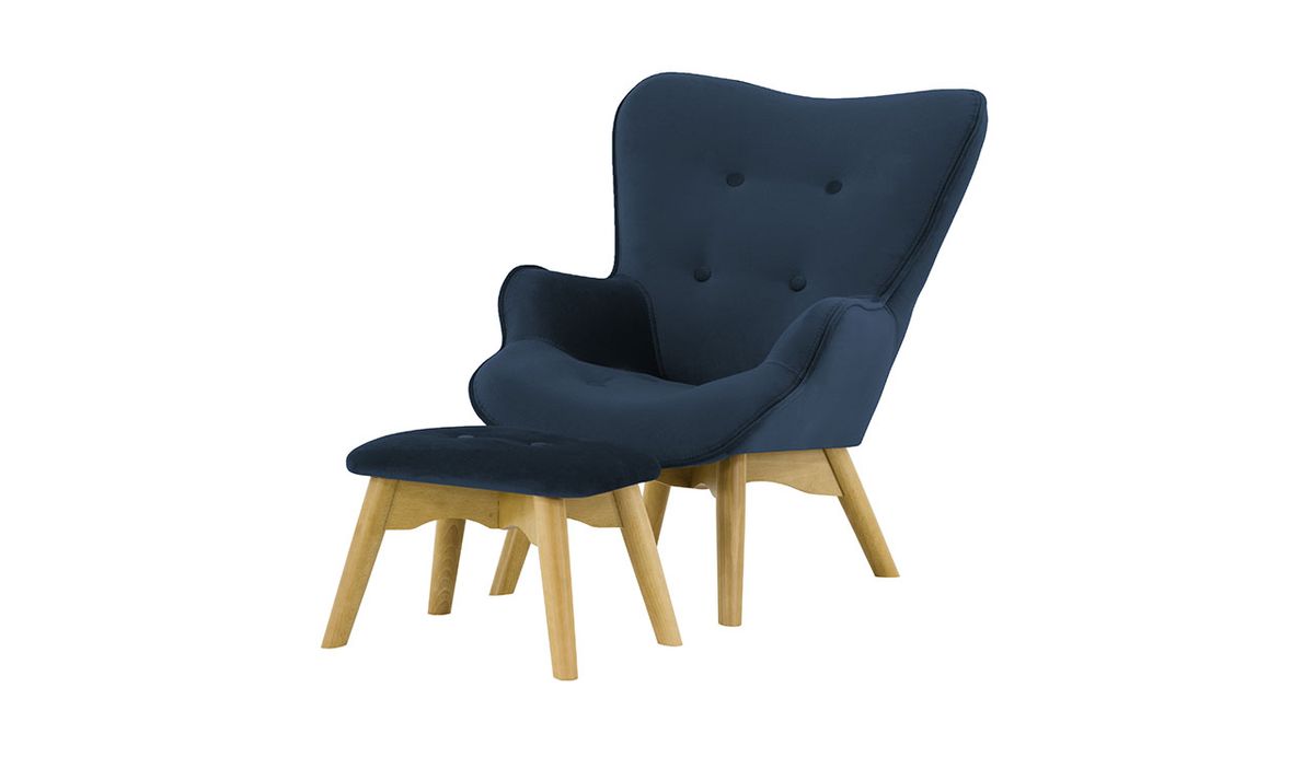 Fauteuil à oreilles pour enfants avec repose-pied Ducan Mini Velvet