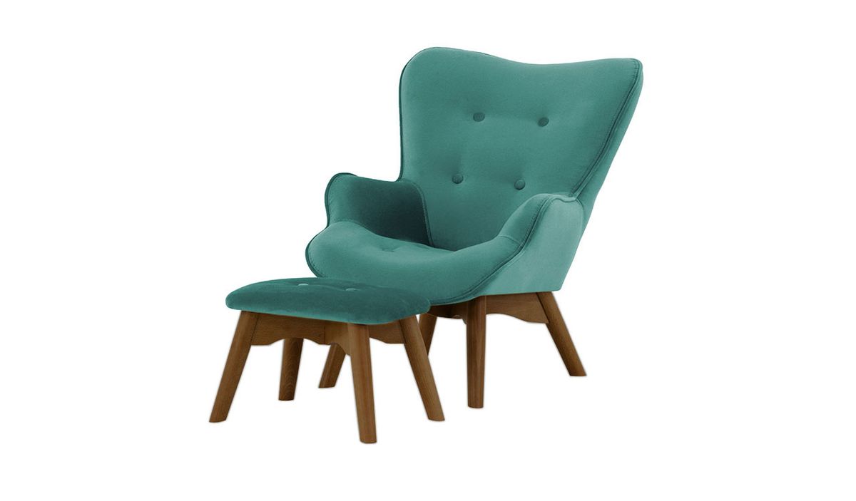 Fauteuil à oreilles pour enfants avec repose-pied Ducan Mini Velvet — vue 3