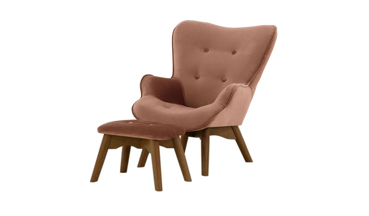 Fauteuil à oreilles pour enfants avec repose-pied Ducan Mini Velvet