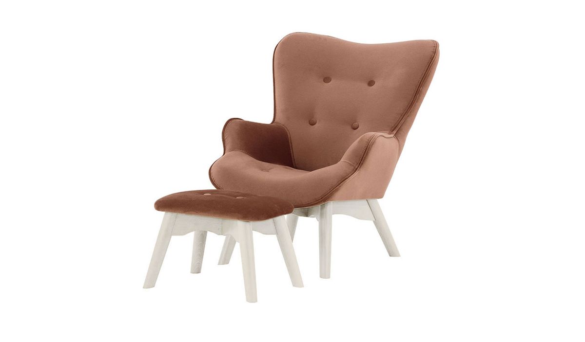 Fauteuil à oreilles pour enfants avec repose-pied Ducan Mini Velvet