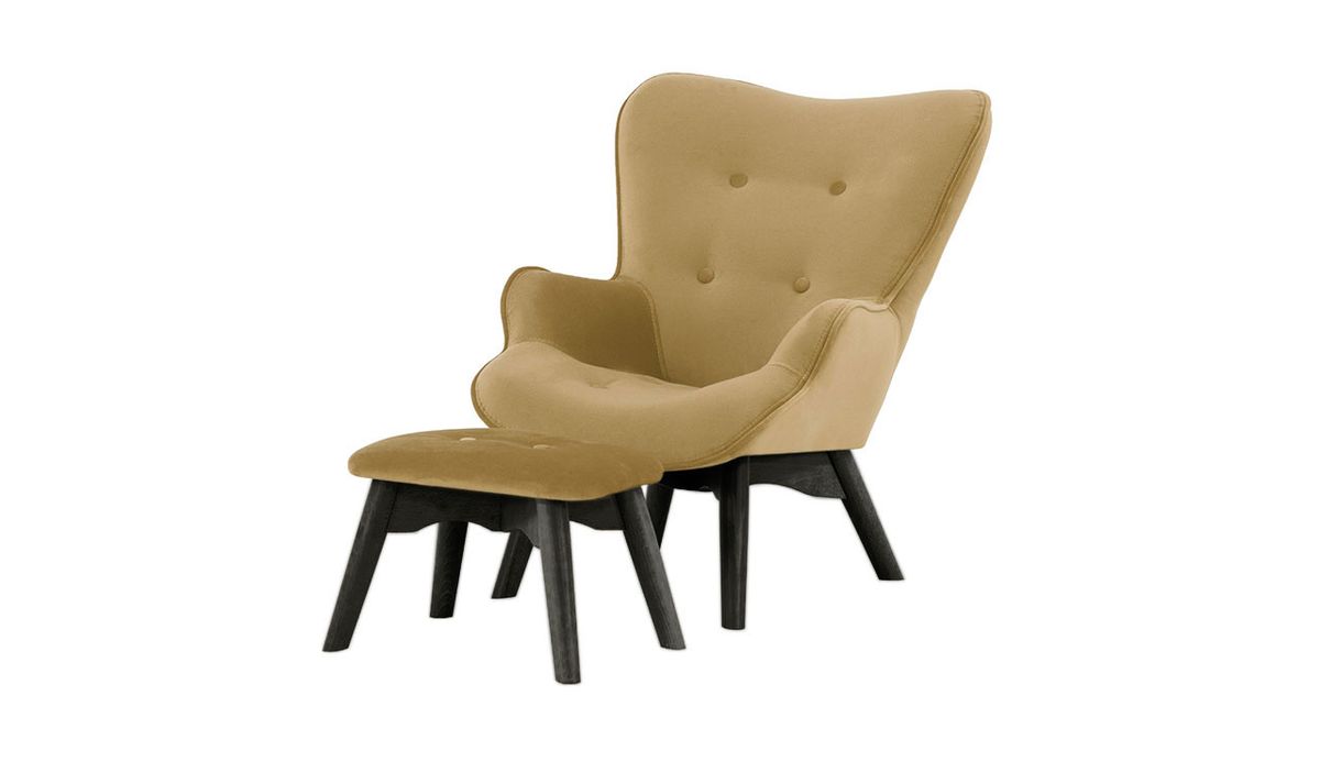 Fauteuil à oreilles pour enfants avec repose-pied Ducan Mini Velvet