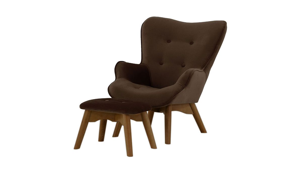 Fauteuil à oreilles pour enfants avec repose-pied Ducan Mini Velvet — vue 7