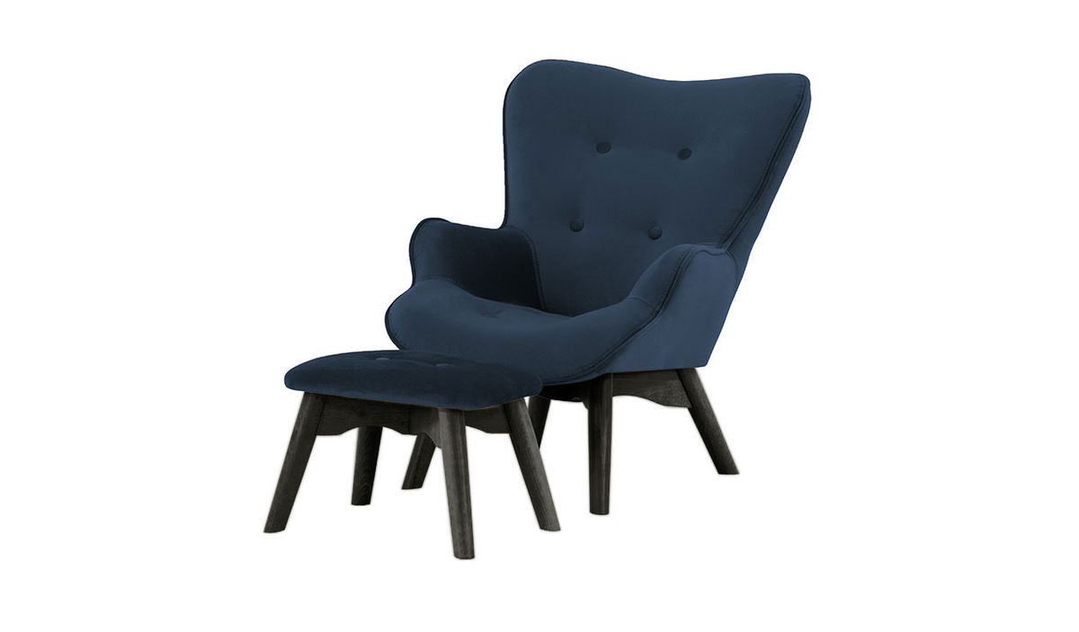 Fauteuil à oreilles pour enfants avec repose-pied Ducan Mini Velvet