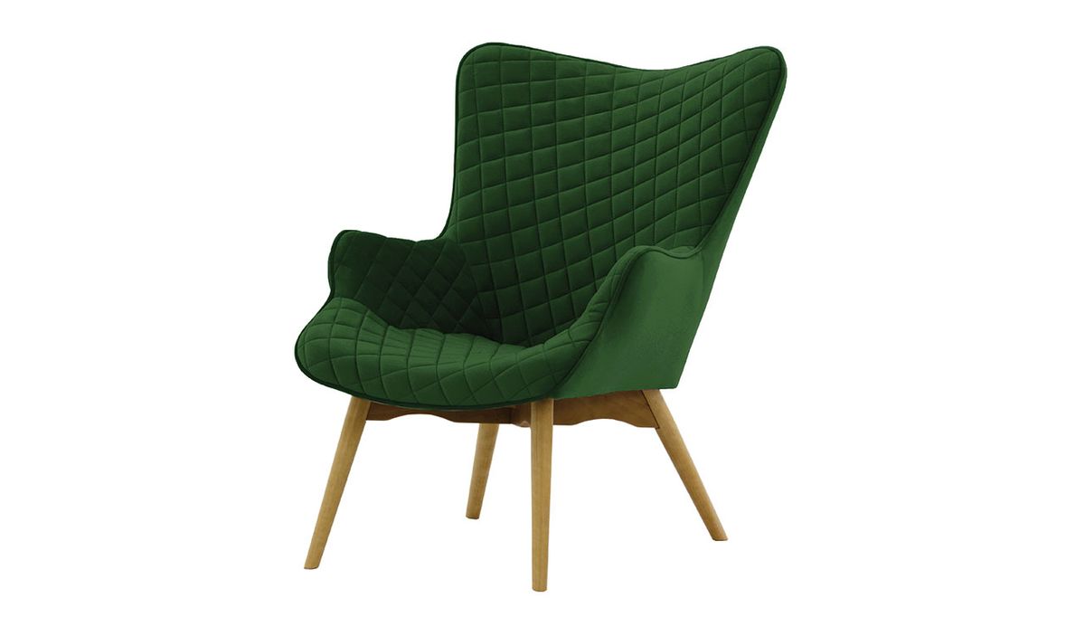 Fauteuil à oreilles avec coutures Ducan Velvet — vue 6