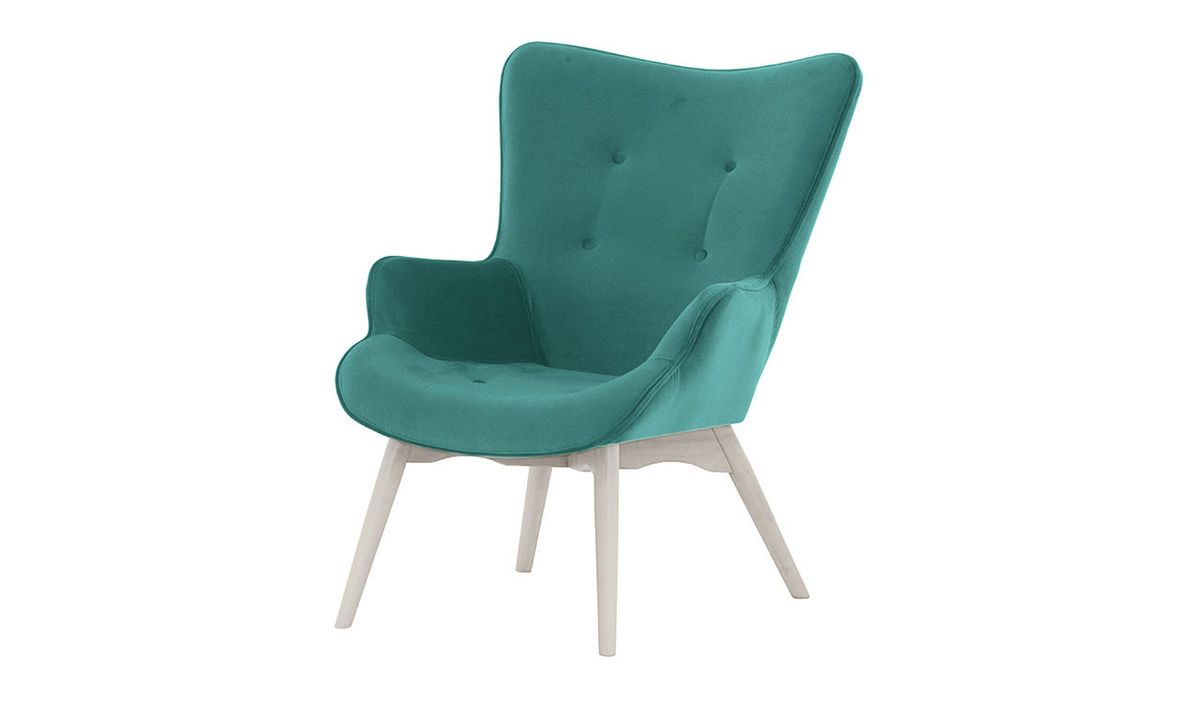 Fauteuil Ducan Velvet, bleu ciel - Kronos 12, Couleur des pieds: Blanc