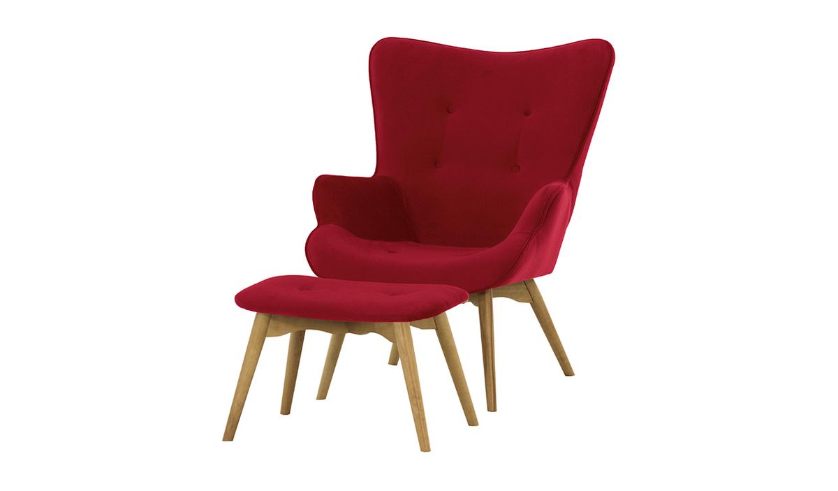 Fauteuil à oreilles avec repose-pied Ducan Velvet — vue 4