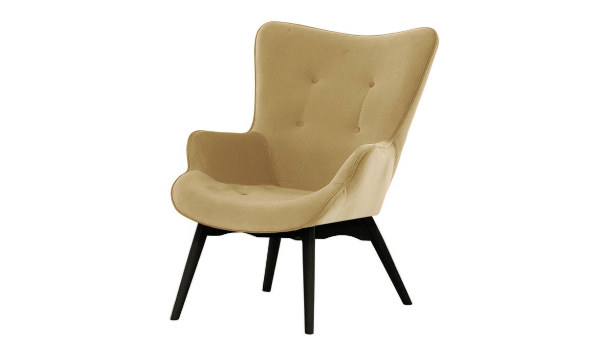 Fauteuil Ducan Velvet, crème - Kronos 35, Couleur des pieds: Noir