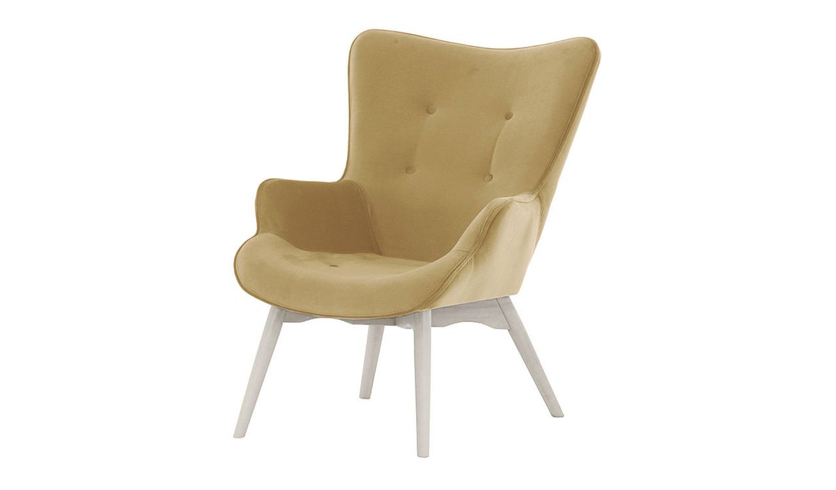 Fauteuil Ducan Velvet, crème - Kronos 35, Couleur des pieds: Blanc