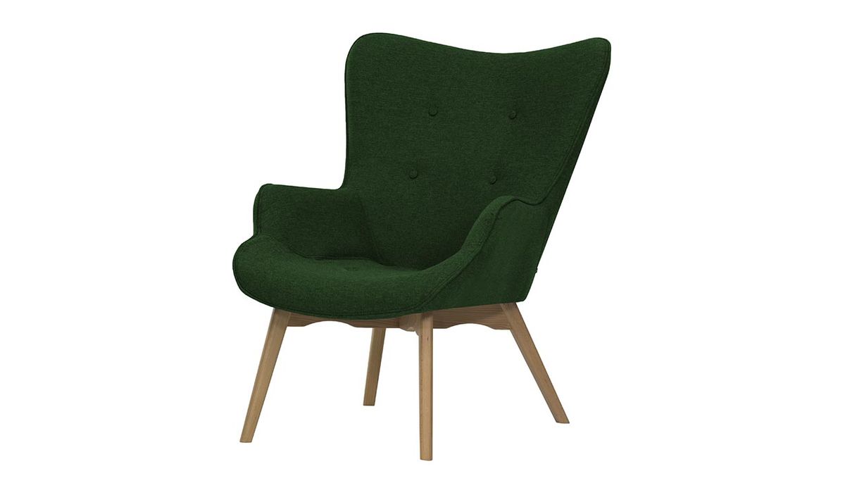 Fauteuil à oreilles Ducan Malmo, vert foncé - Malmo 37, Couleur des pieds: Chêne clair